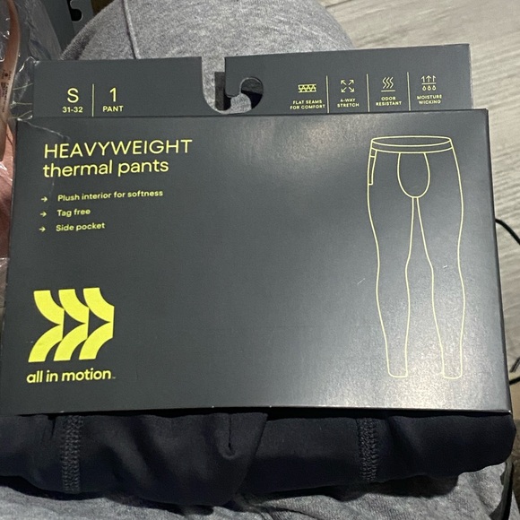 New In Box, All In Motion Heavyweight Thermal Pants, color is BLACK, size S - Picture 4 of 4